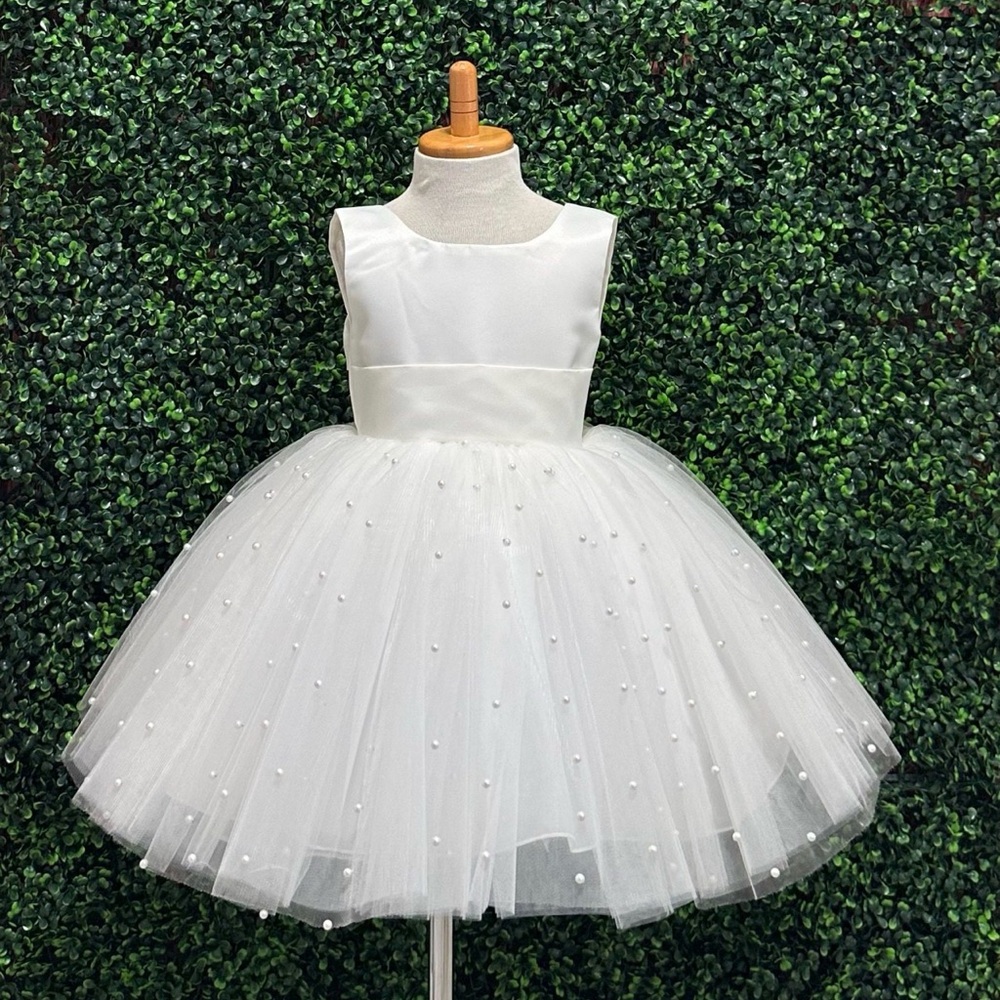 *never worn* Ivory Pearl Tulle Flower Girl Wedding Communion Dress